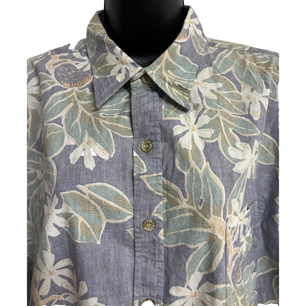 Cooke Street Men Aloha Hawaiian Shirt XL Brown Green Short Sleeve Collar Floral